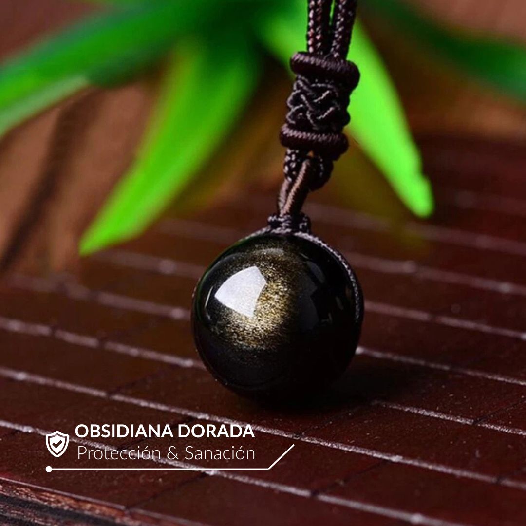 ✨ COLLAR OBSIDIANA DORADA✨