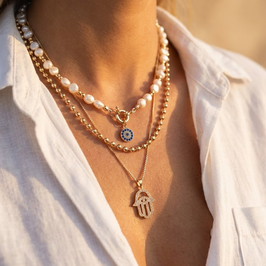 Collar Ojo Turco y Mano de Fátima
