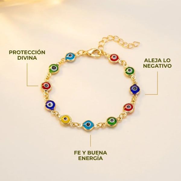 Pulsera Ojo Turco Bañado en Oro - Buena Energía y Protección