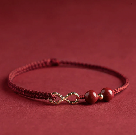 Pulsera de  Hilo Rojo - Bendición de cinabrio (ORO 18K)