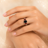 Anillo Reina Obsidiana Vintage