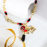 14k Elephant Evil Eye Bracelet Set