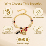 14k Elephant Evil Eye Bracelet Set