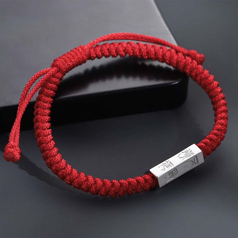 Pulsera Hilo Rojo Grabada (Plata de Ley)