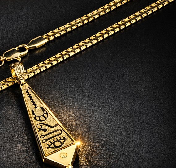 Collar Egipcio con Jeroglíficos (Baño en Oro 14K)