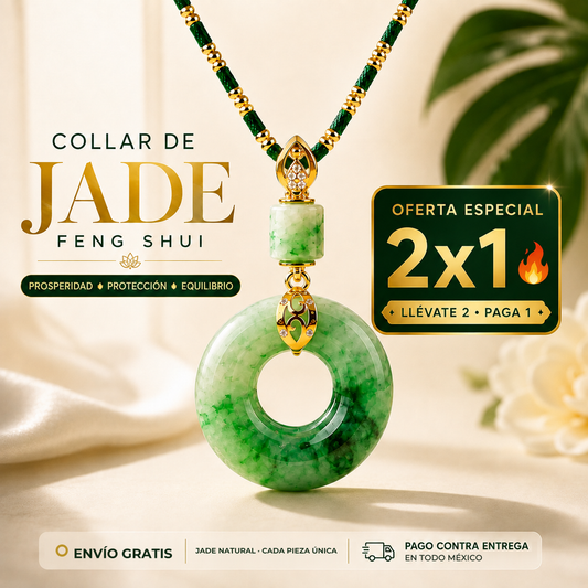 Collar Feng Shui de la Abundancia con dije de jade — pago contra entrega en todo México